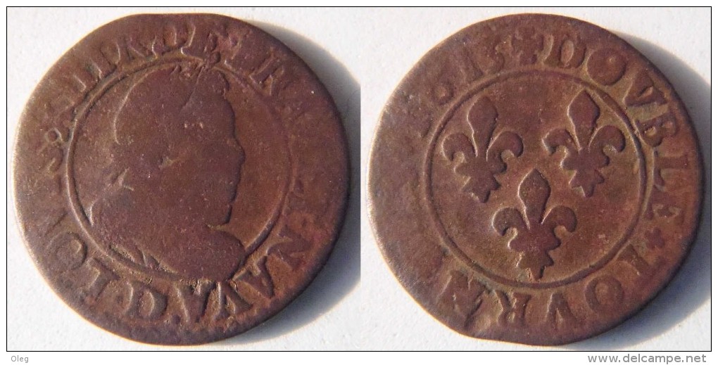 Rhône Alpes Lyon Double Tournois 1613 D Louis XIII - 1610-1643 Louis XIII Le Juste