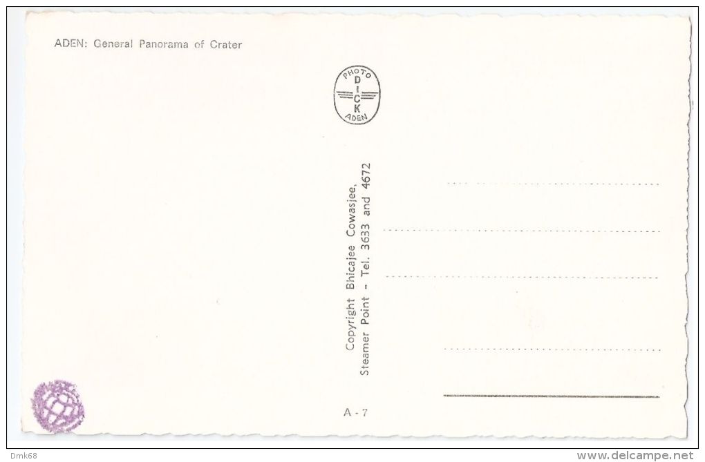 YEMEN - ADEN - GENERAL PANORAMA OF CRATER - BY BHICAJEE COWASJEE 1960s - Yemen