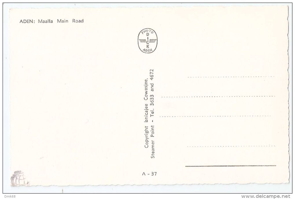 YEMEN - ADEN - MAALLA MAIN ROAD  - BY BHICAJEE COWASJEE 1960s - Yemen