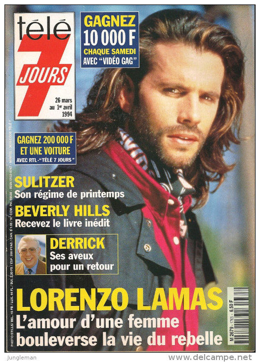 Télé 7 Jours N° 1765 - Semaine Du 26 Mars Au 1 Avril 1994 - Lorenzo Lamas, Johan Cruyff, Marie-France Cubbada, Sulitzer - 1950 - Nu