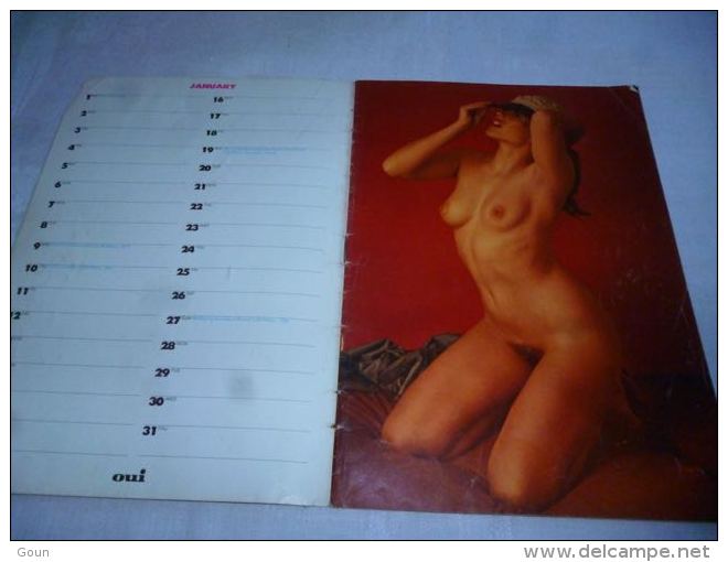 AA3-5 LC138  Calendrier Oui 1974 Pin-Up Tits Nude 12 Photos érotiques - Grand Format : 1971-80