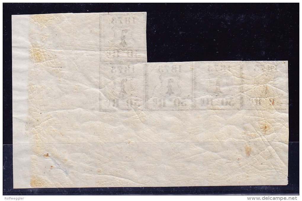 Heimat BS BASEL Polizei-Marken  5 X 50 Rp. Block Ausgabe 1873 Mit Bogenrand - Steuermarken