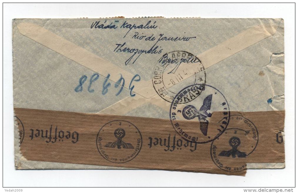 Brazil/Germany AIRMAIL CENSORED COVER 1941 - Airmail