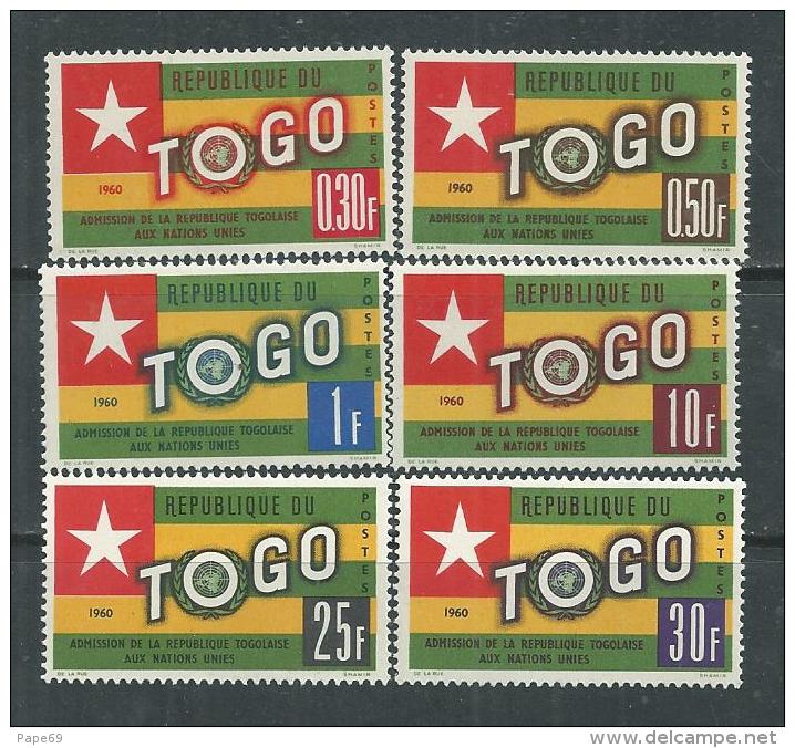Togo N°  319 / 24 XX  : Admission Du Togo Aux Nations-Unies, Les 6 Valeurs  Sans Charnière, TB - Togo (1960-...)
