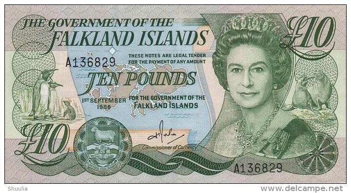 Fakland Islands 10 Pounds 1986 Pick 14a UNC - Falkland Islands