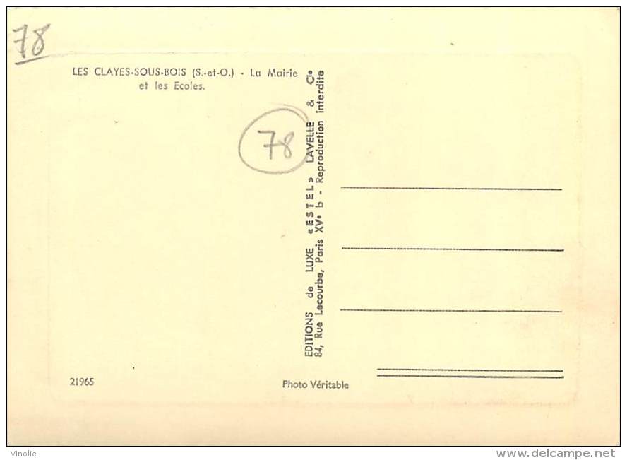 Réf : T 15 - 3225  :  LES CLAYES SOUS BOIS ECOLES - Les Clayes Sous Bois