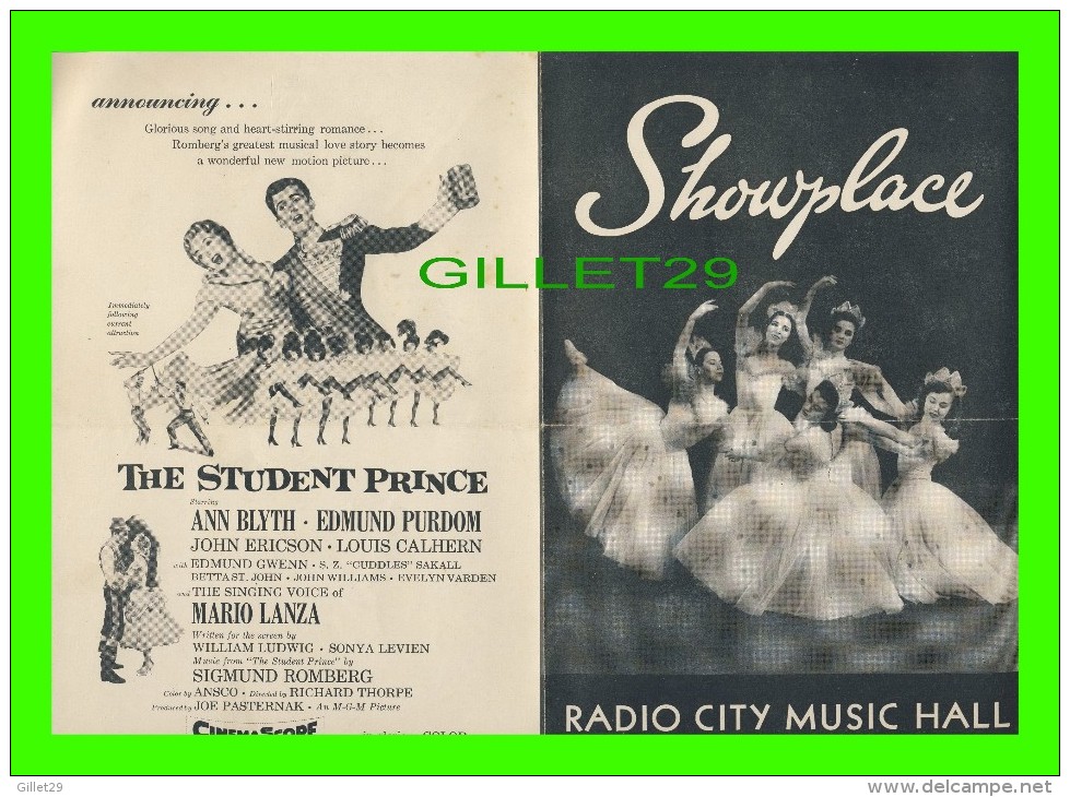 PROGRAMMES - PROGRAM - RADIO CITY MUSIC HALL, NY 1954 - SHOWPLACE - WILLIAM HOLDEN, JUNE ALLYSON - - Programs