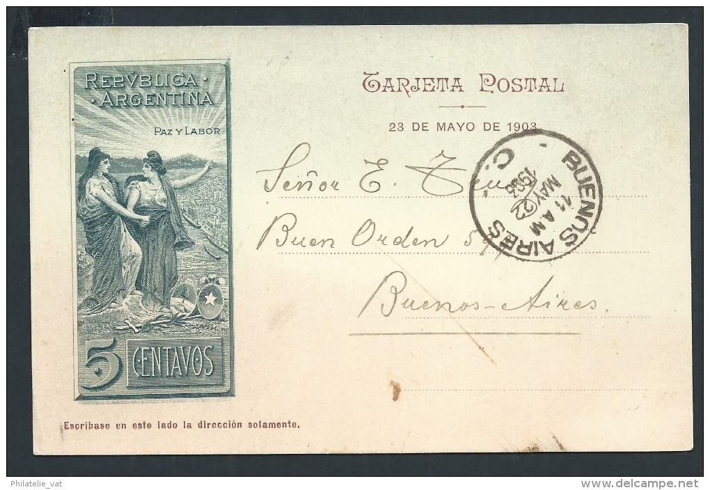 ARGENTINE - Entier Postal Illustré Pour Buenos Aires En 1903 - Voir Scans - Lot P13964 - Postwaardestukken