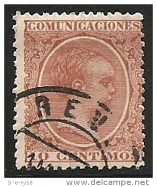 1889-1901-ED. 217 ALFONSO XIII TIPO PELÓN 10 CTS. CASTAÑO  - USADO FECHADOR REUS - Used Stamps