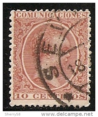 1889-1901-ED. 217 ALFONSO XIII TIPO PELÓN 10 CTS. CASTAÑO  - USADO FECHADOR SEVILLA - Usati