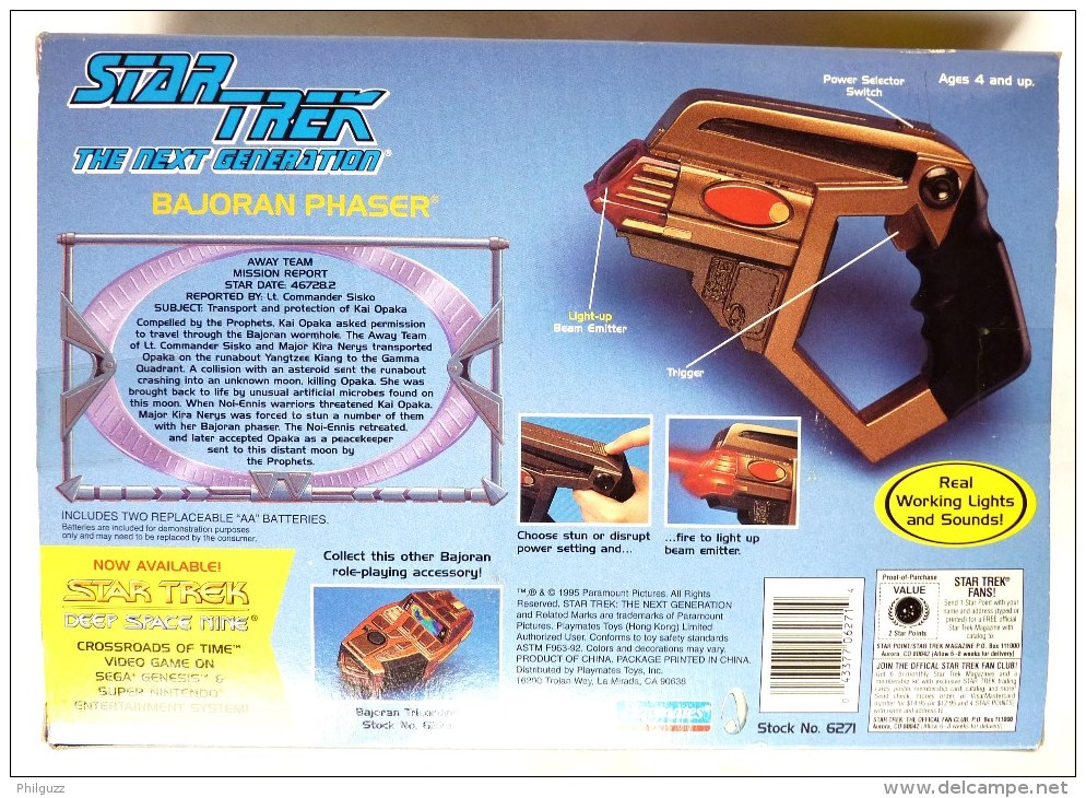 STAR TREK Playmates 1995 BAJORAN PHASER EN BOITE NEUF - Star Trek