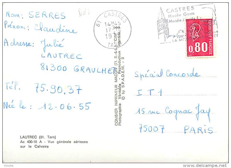 Réf : T 15 - 3294  : VUE AERIENNE DE LAUTREC - Lautrec