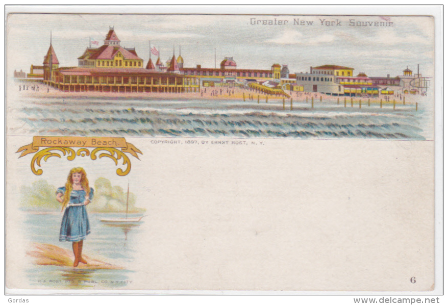 US - Greater New York Souvenir - Rockway Beach - Litho - Places