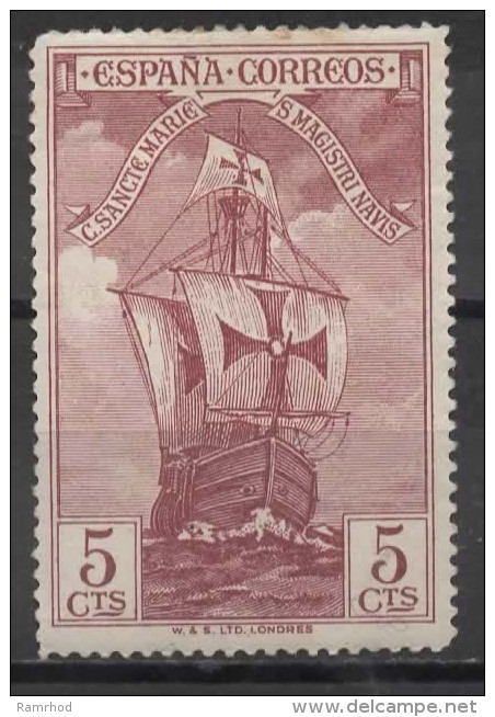 SPAIN 1930 Columbus Issue - 5c The Santa Maria MH - Nuevos