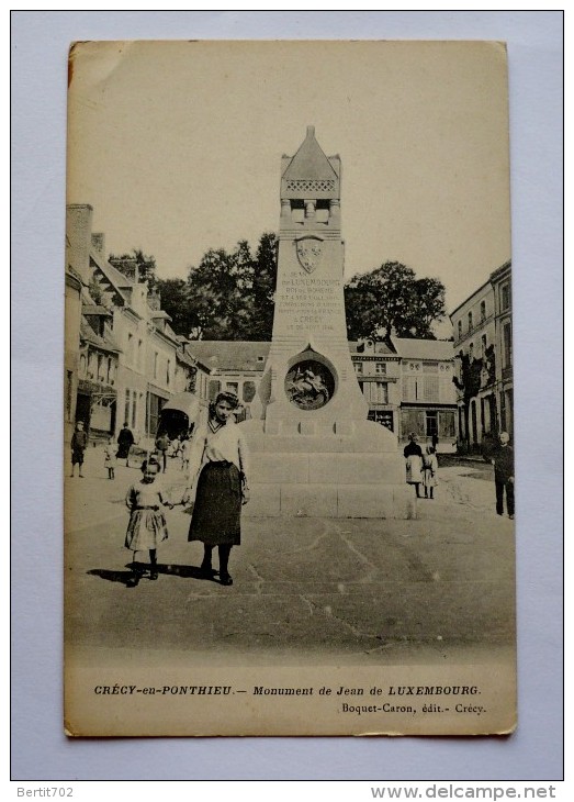 80  - CRECY-EN-PONTHIEU - Monument De JEAN De LUXEMBOURG -carte Animée - Crecy En Ponthieu