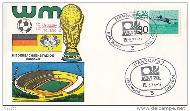 SOCCER, WEST GERMANY'74 WORLD CUP, HANNOVER STADIUM, STADE, COVER FDC, 1974, GERMANY - 1974 – Germania Ovest