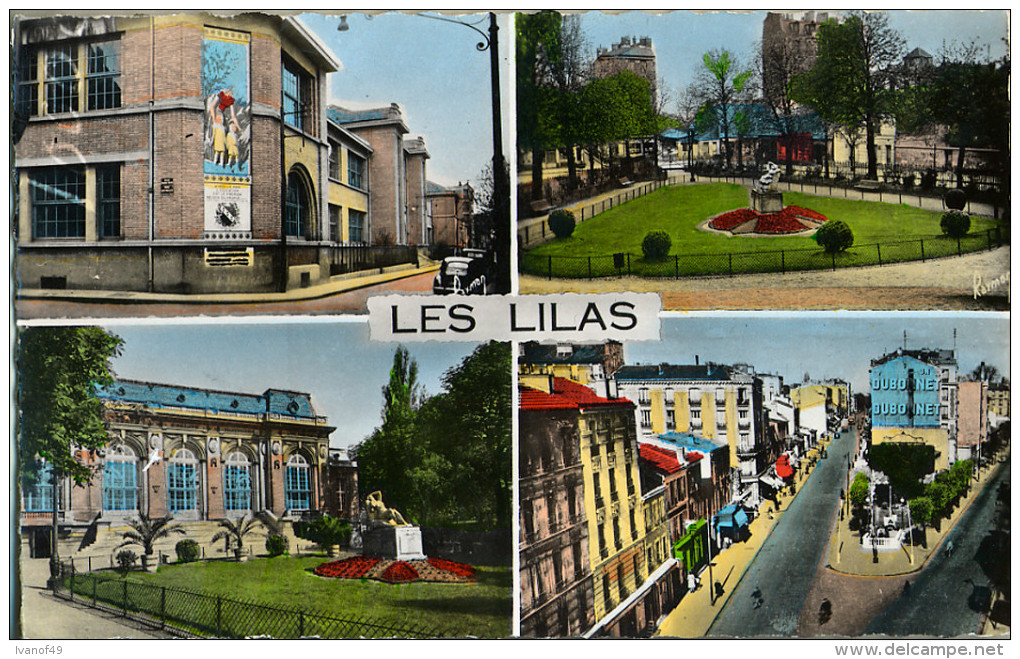 93 - LES LILAS - CPSM - Vues Multiples - Les Ecoles- Le Square- La Salle Des Fêtes- Le Métro - Les Lilas