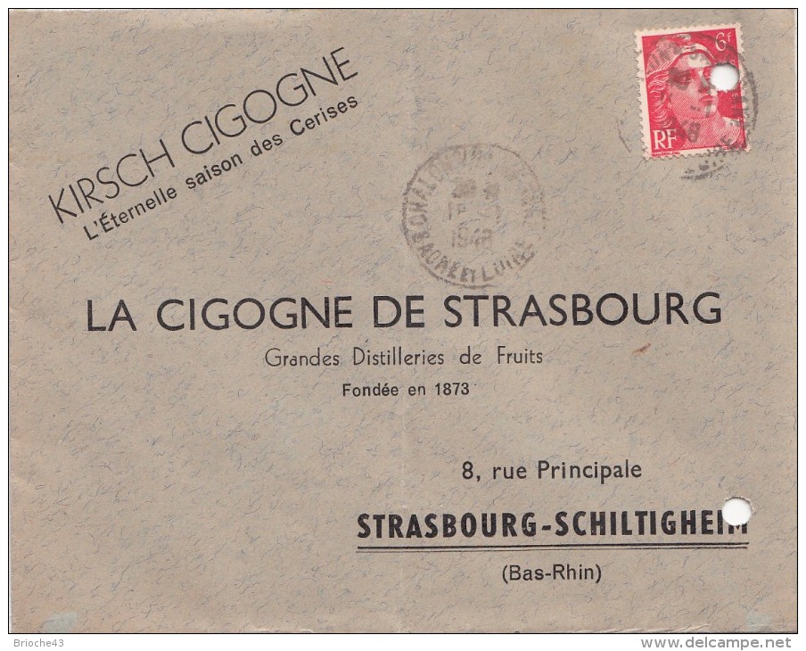 LETTRE 1948 CIGOGNE DE STASBOURG.VIGNETTE CARNAVAL DE CHALON-S-SAÔNE/ 6205 - Autres & Non Classés