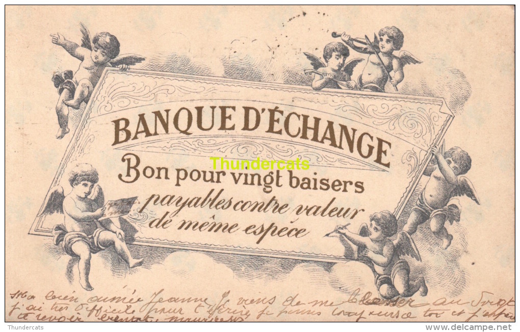 CPA  BANQUE D'ECHANGE BON POUR VINGT BAISERS ANGE ANGELO - Monnaies (représentations)