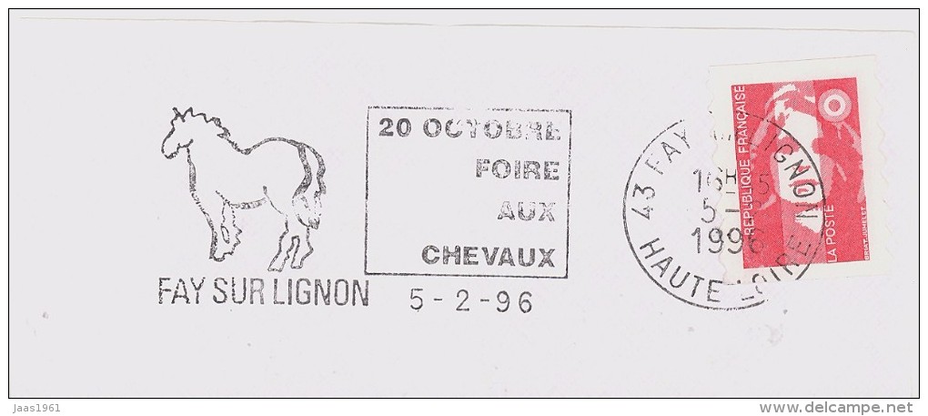 FRANCE. FRAGMENT POSTMARK, HORSE FAIR. FAY SUR LIGNON 1996 - Otros & Sin Clasificación