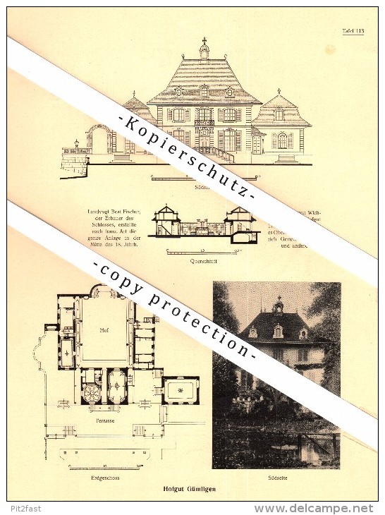 Photographien / Ansichten , 1922 , Hofgut Muri - Gümligen , Prospekt , Architektur , Fotos !!! - Muri Bei Bern