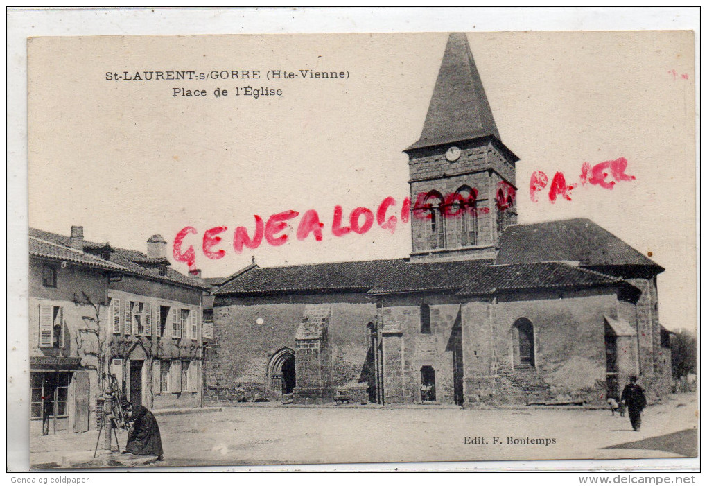 87 - ST SAINT LAURENT SUR GORRE - PLACE DE L' EGLISE - EDITEUR F. BONTEMPS - Saint Laurent Sur Gorre