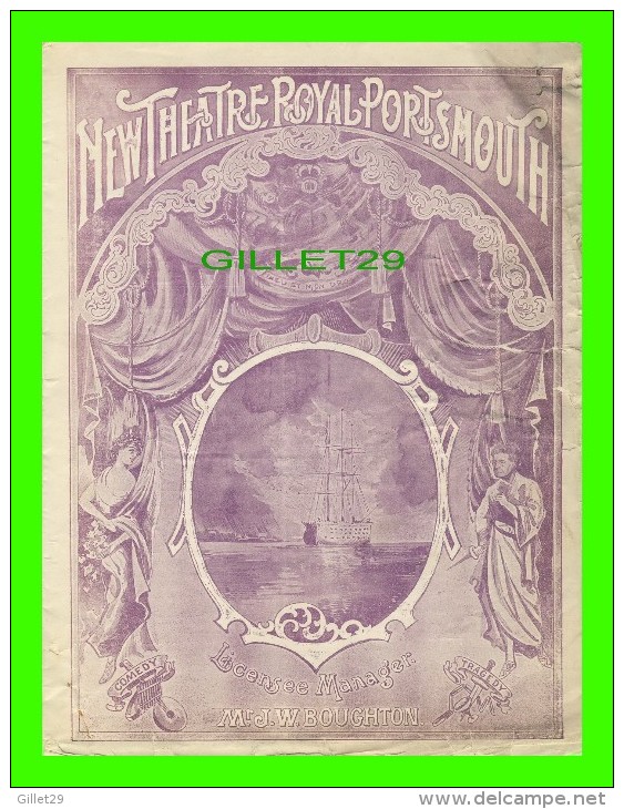 PROGRAMMES - PROGRAM - NEW THEATRE ROYAL PORTSMOUTH, 1897  - "BREWATER'S MILLIONS"  - MR. J. W. BOUGHTON - 8 PAGES - - Programmes