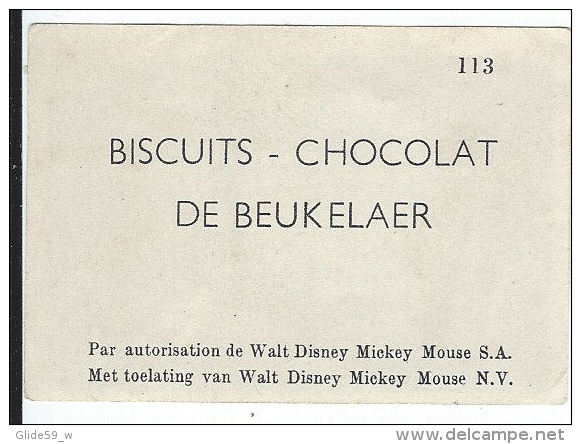 Image Biscuits - Chocolat De Beukelaer - N° 113 - Pinocchio Et Gepetto - Autorisation Walt Disney Mikey Mouse S. A. - De Beukelaer