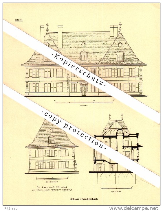 Photographien / Ansichten , 1922 , Schloss Oberdiessbach , Prospekt , Architektur , Fotos !!! - Oberdiessbach