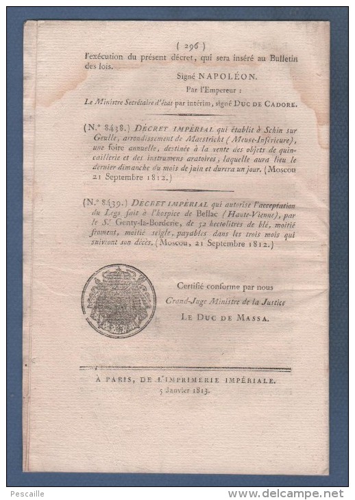 BULLETIN DES LOIS 1812 - LA VEZE VELOTTE DOUBS / ERMENONVILLE BOURVILLE 76 - COUTANCES - RENNES - BORDEAUX BOULANGERS - Décrets & Lois