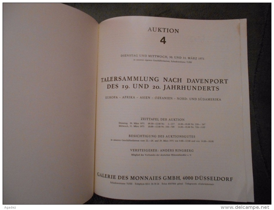 Ancien Catalogue De Vente Monnaies Anciennes Düsseldorf 1971 - Livres & Logiciels