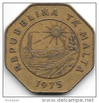 Malta 25 Cents 1975  Km 29  Vf - Malte