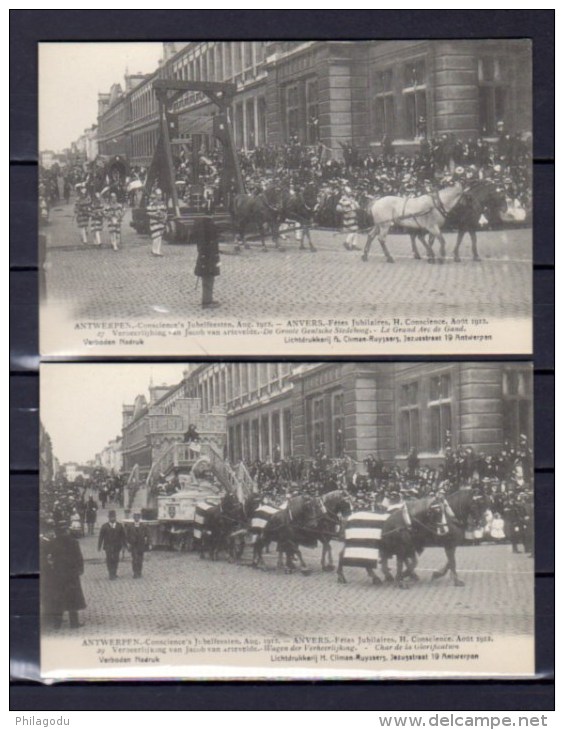 9 Cartes Postales Des Fêtes Jubilaires D’Anvers (Antwerpen), H; Conscience Pas Circulé - Antwerpen