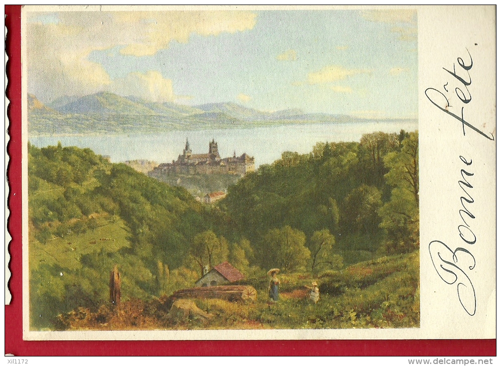 HBC-15 Montmeillant Et Vue Sur Lausanne Par Alfred Chavannes, Pro Infirmis. CAchet Forel 1952 Pr Grandvaux,Grand Format - Forel