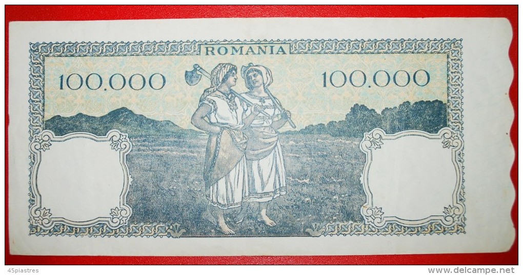 * WOMAN AND BOY: ROMANIA ★ 100000 LEI 1946! CRISP!!!  LOW START &#9733; NO RESERVE! - Roumanie