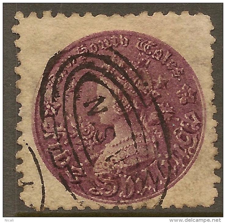 NSW 1861 5/- Rose-lilac P10 QV SG 178 U #QO141 - Usados