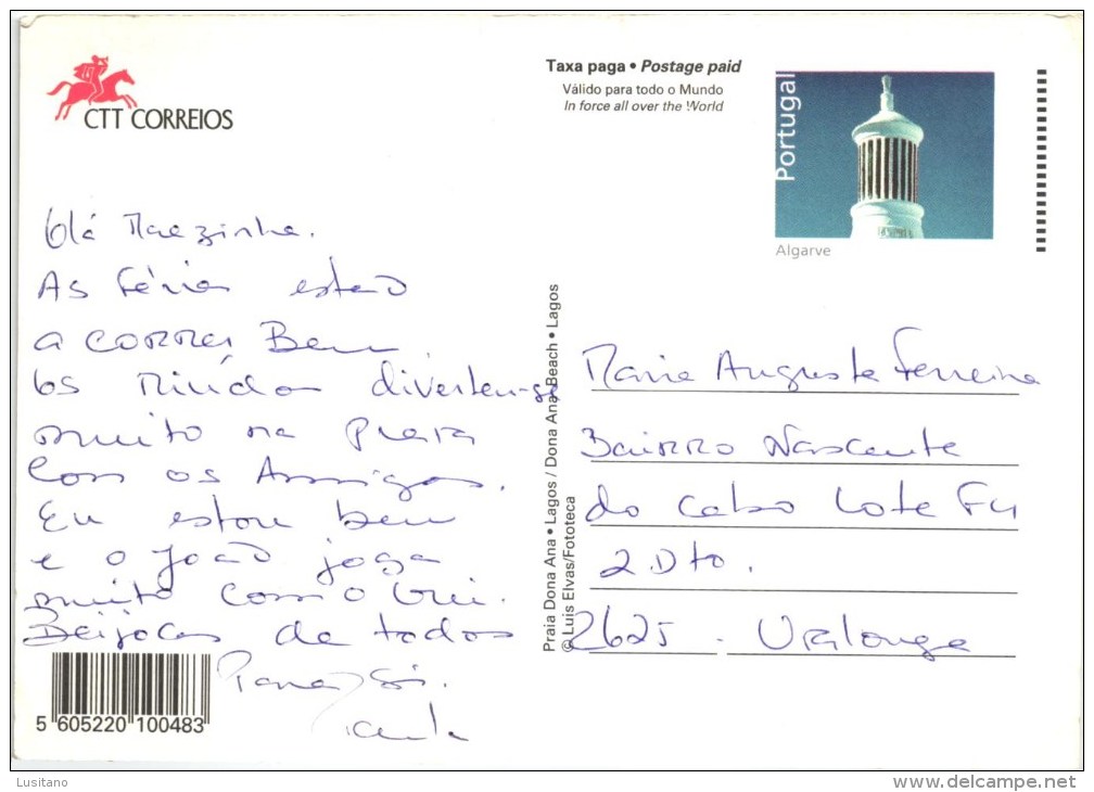 Portugal Entier Algarve Plage Dona Ana Beach Lagos Postal Stationery Inteiro (2 Scans) - Entiers Postaux