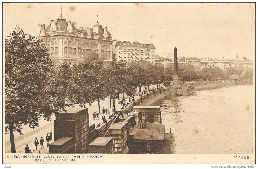 Embankment And Cecil And Savoy Hotels - London -Publication By B.P. Co. - River Thames
