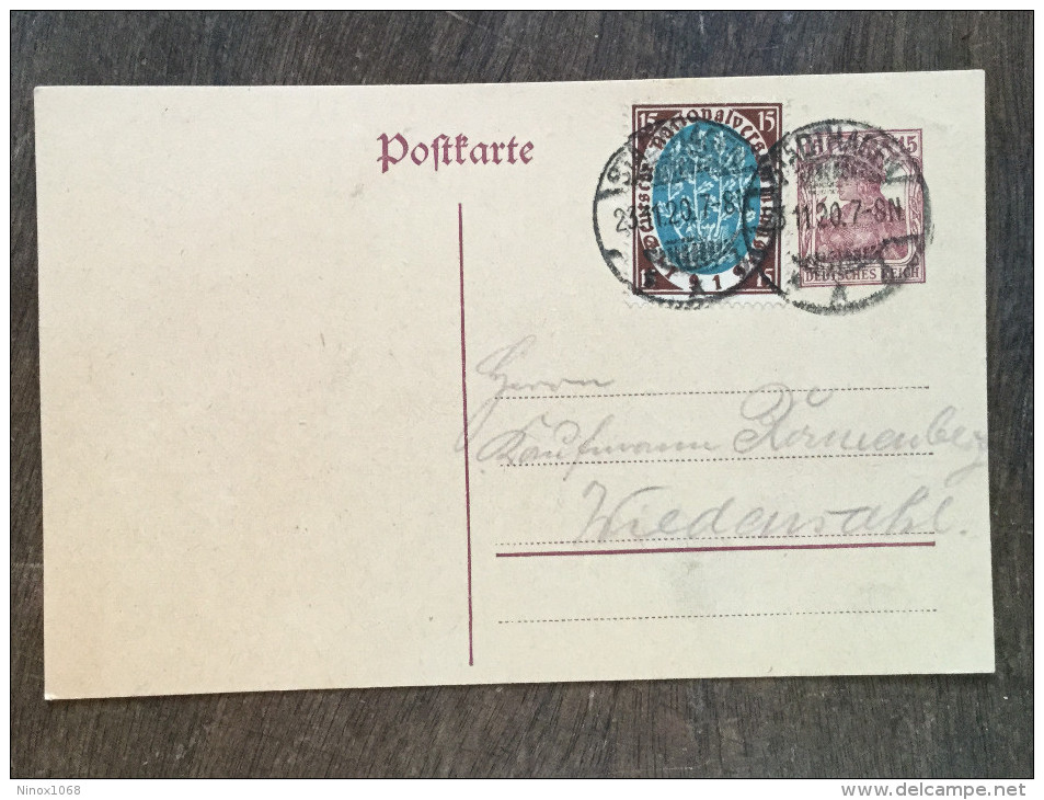 A1 Deutsches Reich Germany Allemagne 1920 Ganzsache Stationary Entier Postal Mi. P116I Stadthagen Nach Wiedensahl - Briefe U. Dokumente