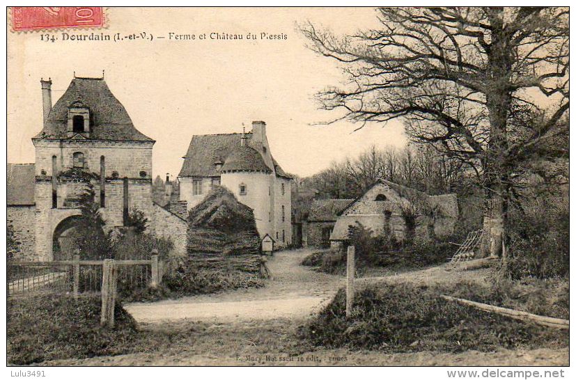 CPA - DOURDAIN (35) - Aspect De La Ferme Et Du Château Du Plessis En 1922 - Otros & Sin Clasificación