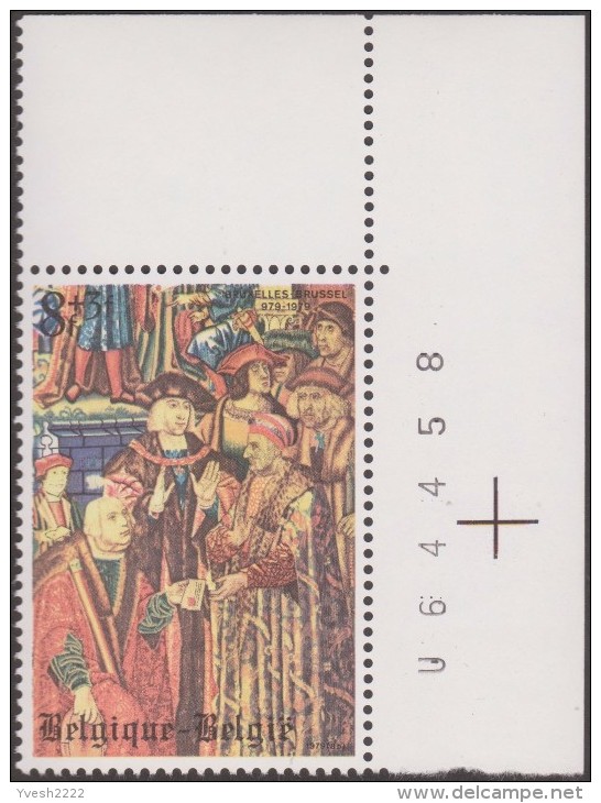 Belgique 1979 COB 1932-V1. Tapisserie Notre-Dame Du Sablon. Distribution De Lettres. Variété, Sourire. Timbre 6 - Textile