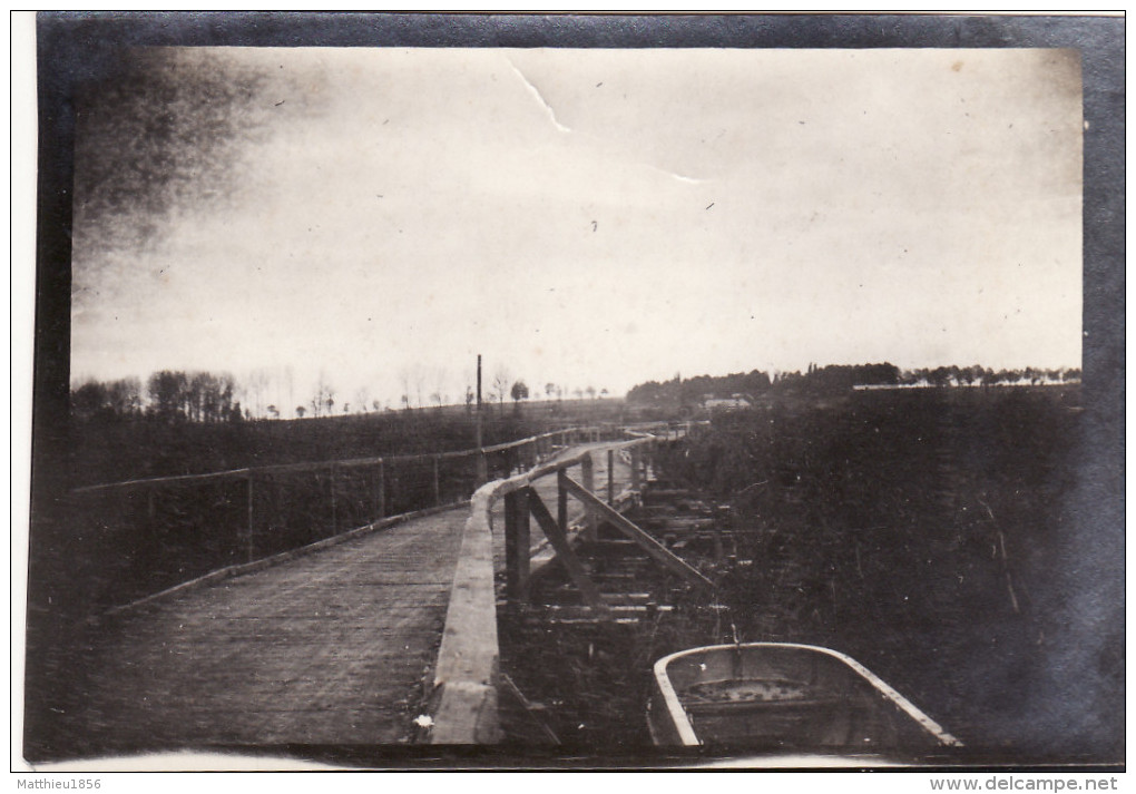 Photo Octobre 1914 ETERPIGNY (près Péronne) - Un Pont Militaire Sur La Somme (A125, Ww1, Wk 1) - Altri & Non Classificati