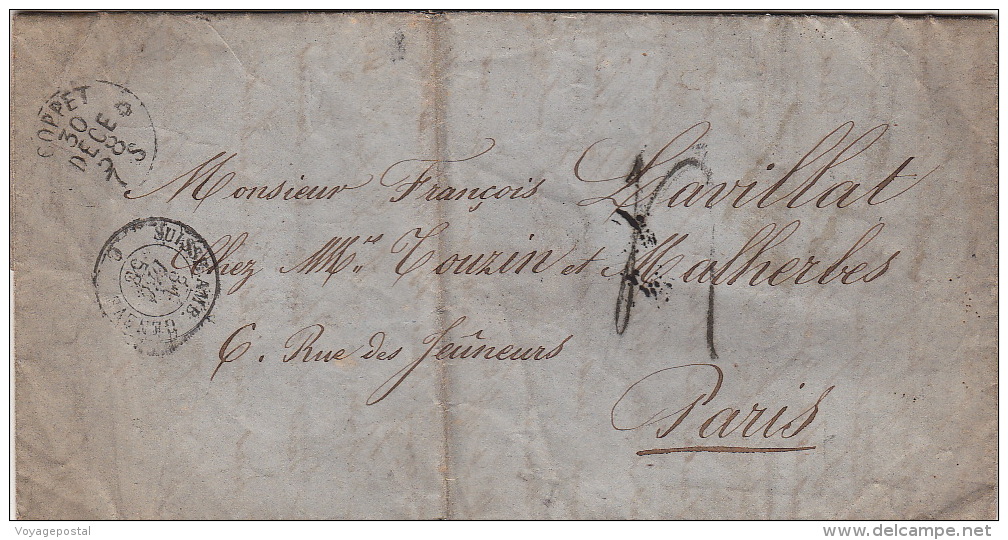 1858- Lettre CaD COPPET Pour Paris >> Suisse AMB. Genève C - Storia Postale