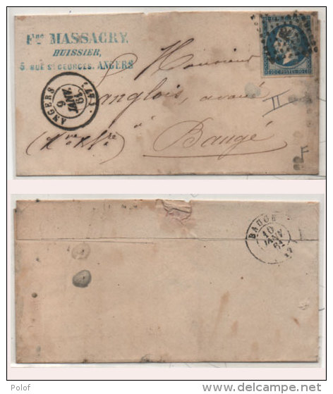 Lettre (LSC) Adressée De ANGERS A BAUGE (Maine Et Loire) Cachet PC 78 Sur Yvert 14 B  (82808) - 1853-1860 Napoléon III