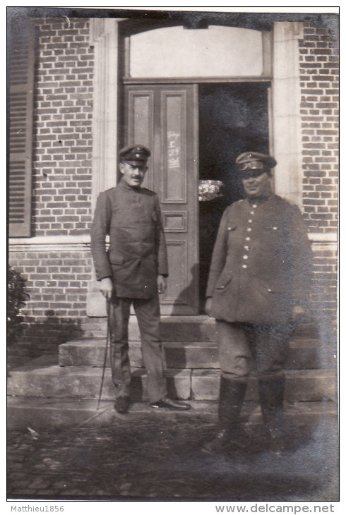 Photo 1915 COMBLES (près Péronne) - Officiers Allemands, Kress Et Henkels (A125, Ww1, Wk 1) - Combles