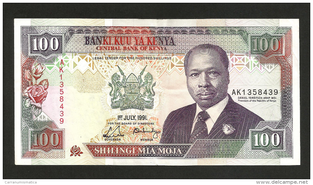 KENYA - CENTRAL BANK Of KENYA - 100 SHILLINGS (1991) - D. TOROITICH ARAP MOI - Kenia