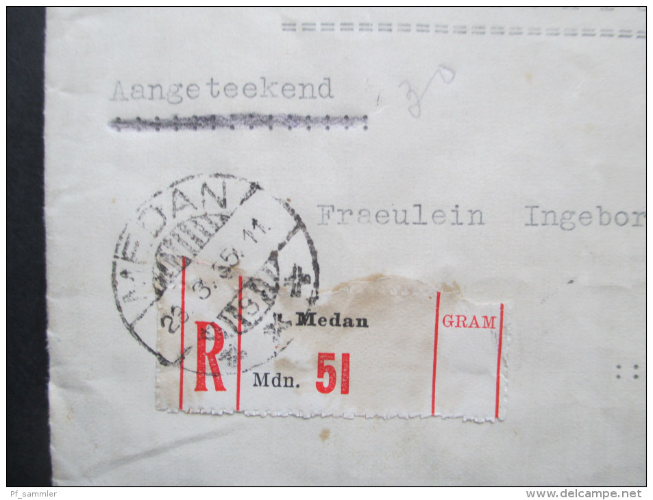 Niederländisch Indien 1935 R-Brief Medan Mdn 51 / Sumatra - Stadtoldendorf. 2 Fach Gesiegelt. Siegel Mit Krone!! - Indie Olandesi