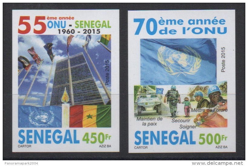 Sénégal 2015 IMPERF Non Dentelés ONU UNO UN United Nations 70 Ans Years Blue Helmet Blauhelme Medecine Flag Drapeau - Sellos