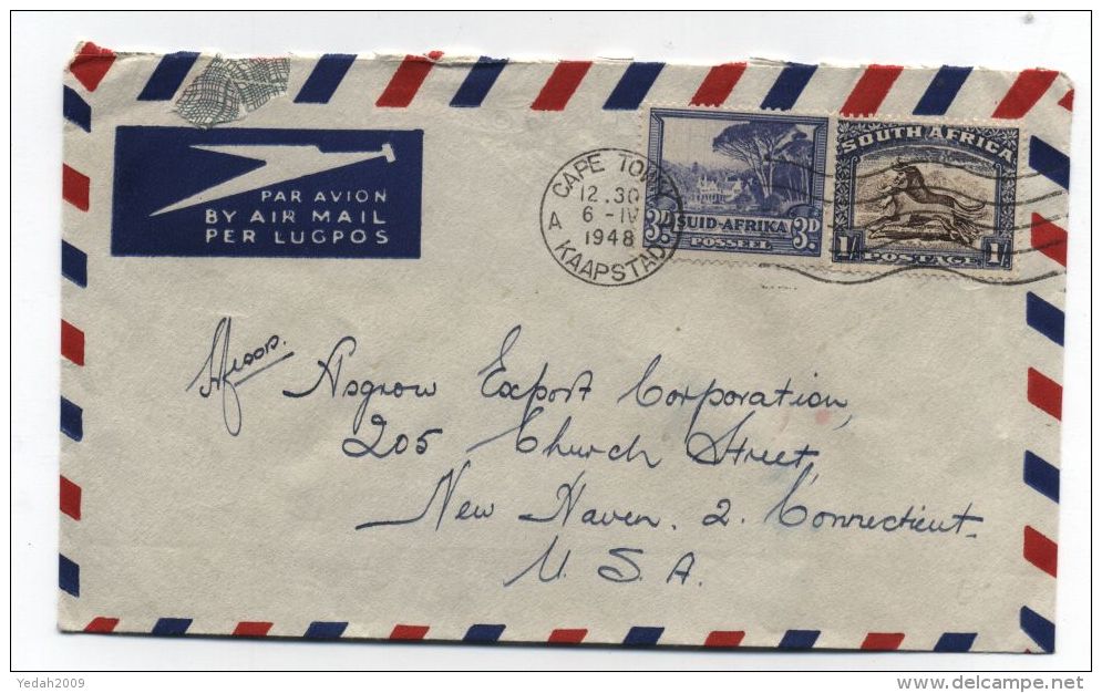 South Africa/USA AIRMAIL COVER 1948 - Luchtpost