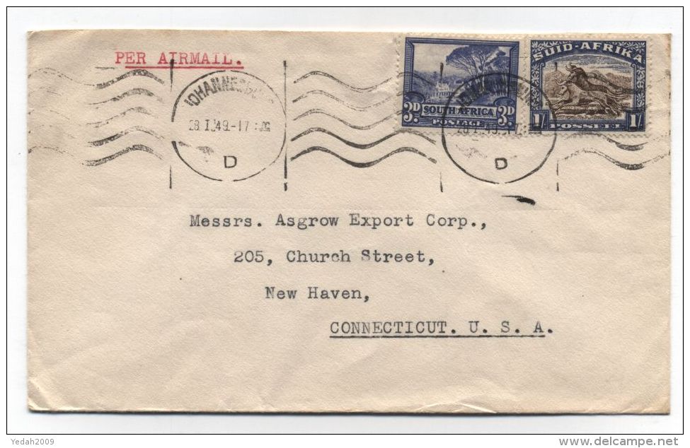 South Africa/USA AIRMAIL COVER 1949 - Luchtpost